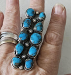 Dramatic Long Blue Turquoise Vintage Ring Old Pawn Size 10  JR 451