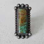 Long Green Turquoise Vintage Ring Old Pawn Size 10 1/2  JR 445