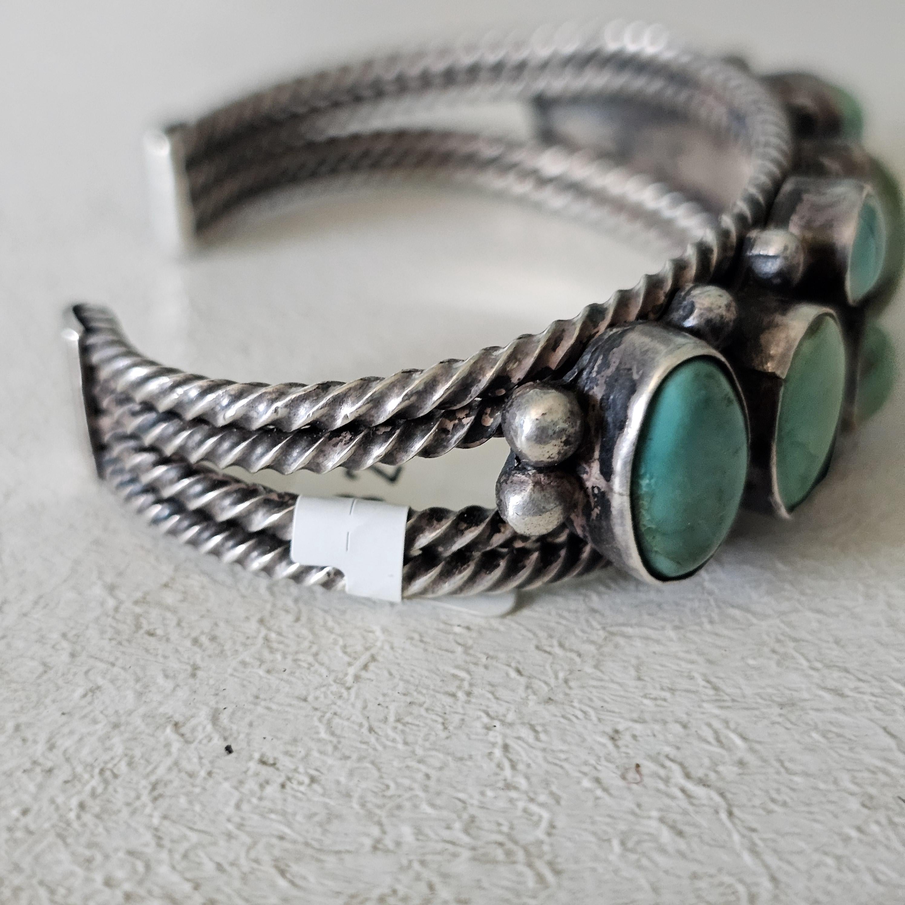 Zuni Butterfly Design Turquoise Sterling Silver Cuff Bracelet 6 1/2" wrist JB 255