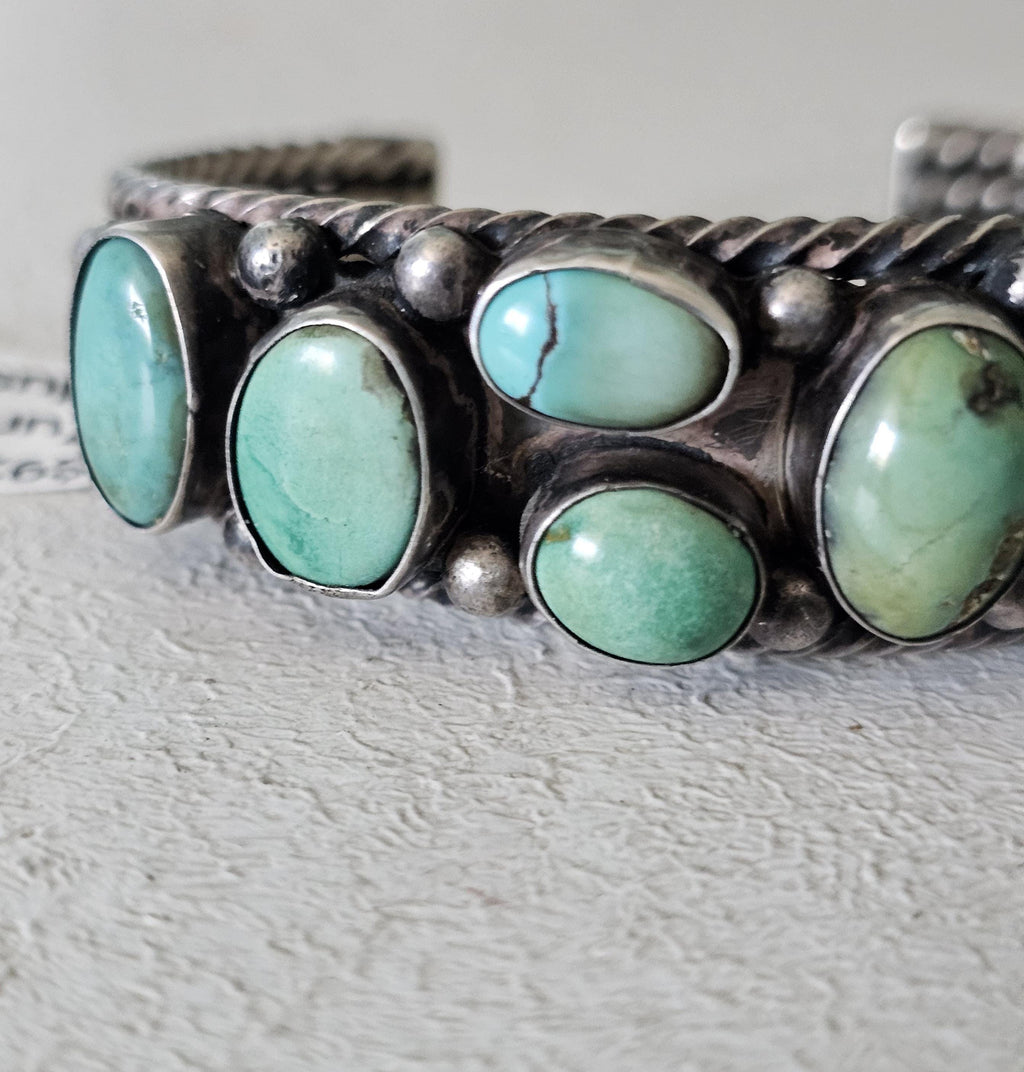 Zuni Butterfly Design Turquoise Sterling Silver Cuff Bracelet 6 1/2" wrist JB 255