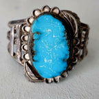 Bright Blue Turquoise Cuff Vintage Native  Old Pawn fits 6 3/4" wrist. JB 248