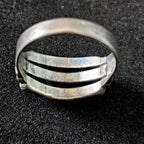 1940s Zuni Triple Band  Snakeye Turquoise Silver Ring Vintage Sterling Size 7 1/2 JR 473