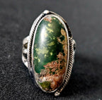 1930s Cerrillos Turquoise Native Ring Size 8 Old Pawn. JR 642