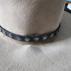 Vintage Sterling & Leather Native Hatband Old Pawn. JH 155