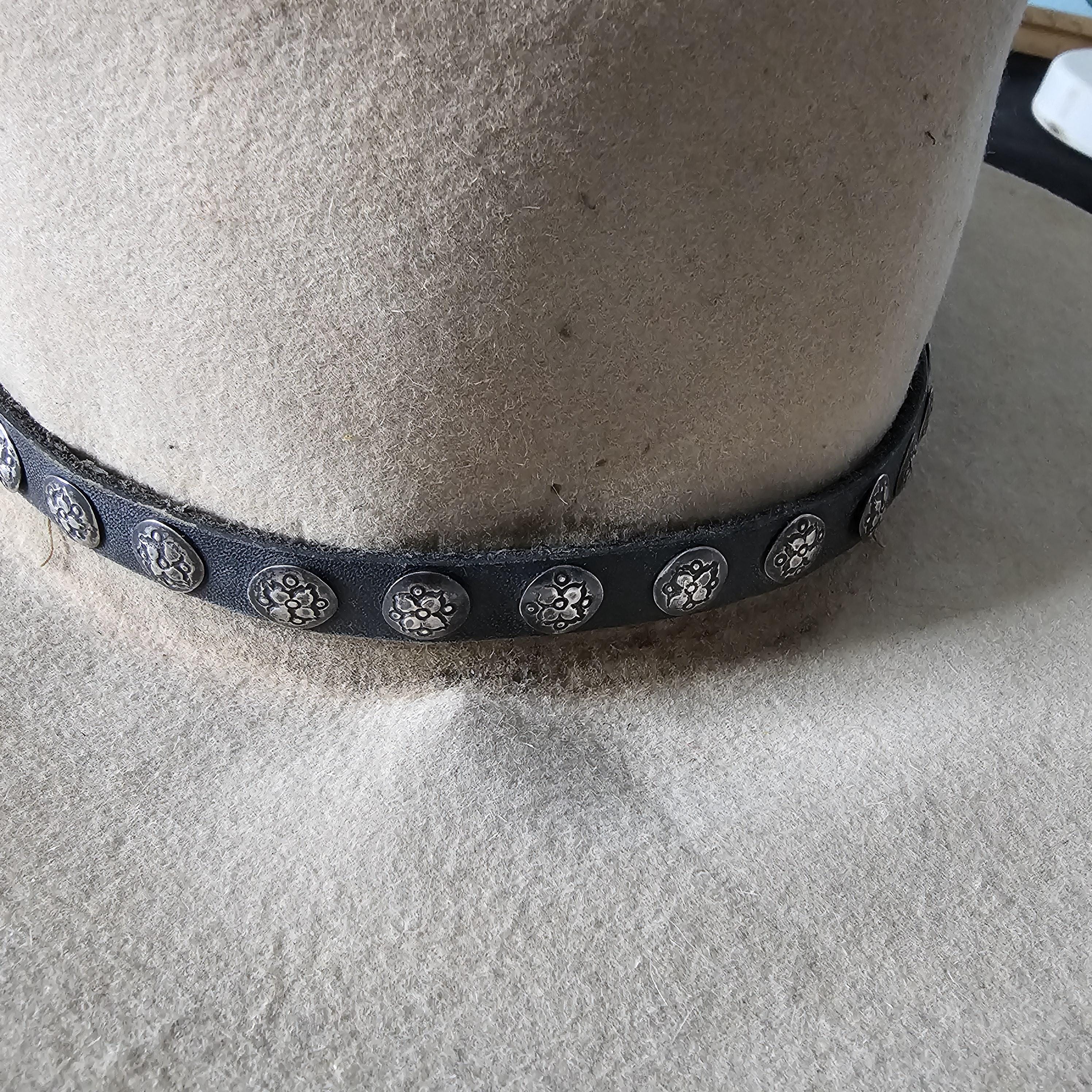 Vintage Sterling & Leather Native Hatband Old Pawn. JH 155