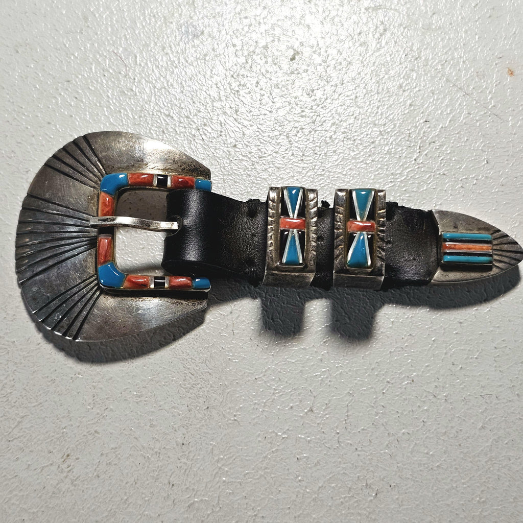 Zuni Inlay Turquoise Vintage Ranger Set Old Pawn JBL 155