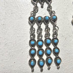 Long 3" Vintage Turquoise Zuni Raincloud Earrings Old Pawn JE 638