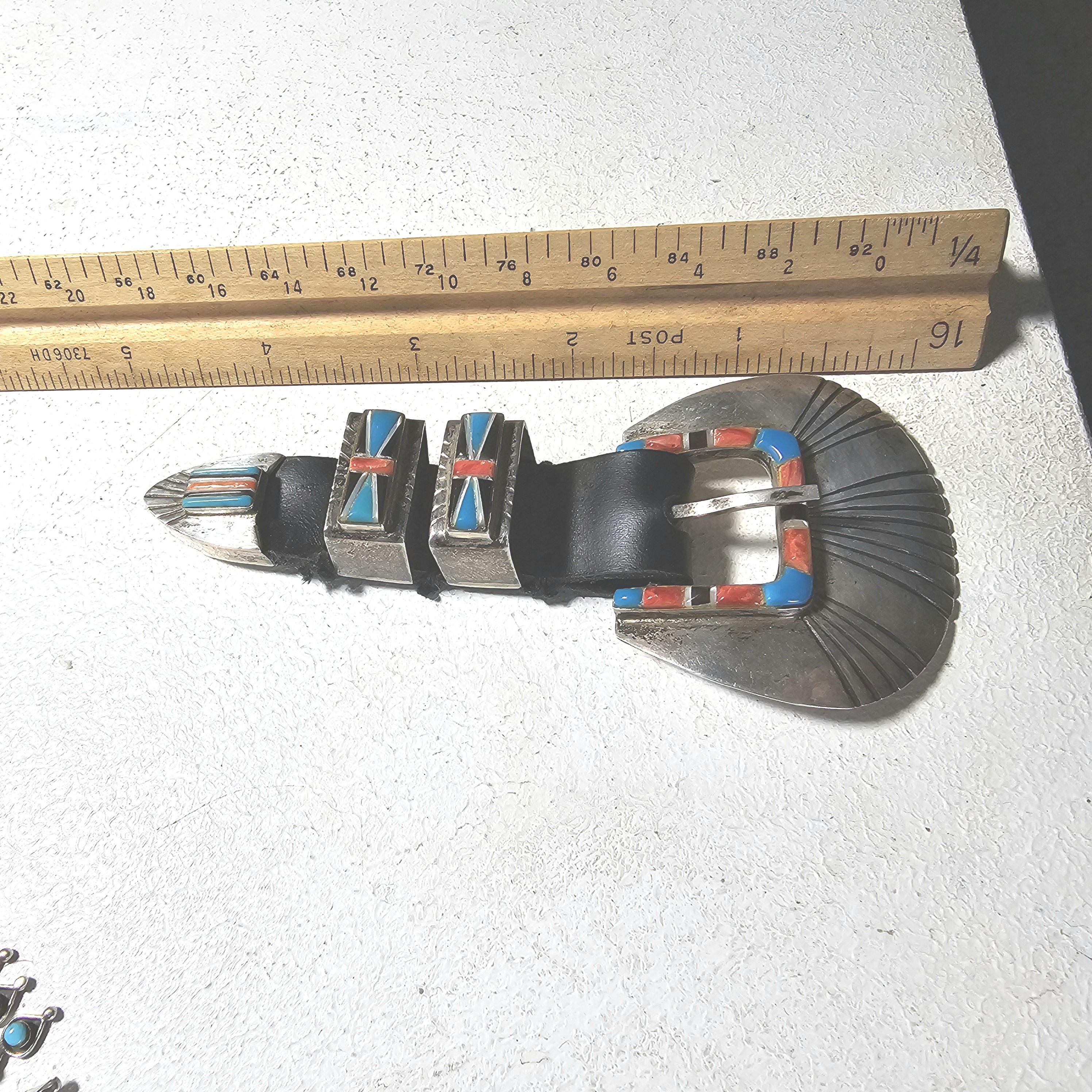 Zuni Inlay Turquoise Vintage Ranger Set Old Pawn JBL 155