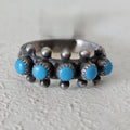1940s Zuni Snakeye 5 Blue Turquoise Silver Ring Vintage Sterling Old Pawn Size 6 JR 321