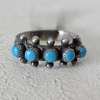 1940s Zuni Snakeye 5 Blue Turquoise Silver Ring Vintage Sterling Old Pawn Size 6 JR 321