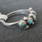 1940s Zuni Snakeye 5 Blue/Green Turquoise Silver Ring Vintage Sterling Old Pawn Size 6 JR 384