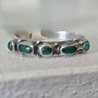 1930s Zuni Dot & Dash 5 Ceriilos Turquoise Silver Ring Vintage Sterling Old Pawn Size 8 1/2 JR 484