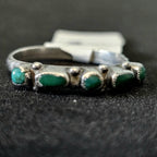 1930s Zuni Dot & Dash 5 Ceriilos Turquoise Silver Ring Vintage Sterling Old Pawn Size 8 1/2 JR 484