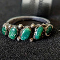 1940s Zuni Snake Eye 5 Ceriilos Turquoise Silver Ring Vintage Sterling Old Pawn Size 7 1/2 JR 634