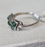 1940s Zuni Diamond Shape 5 Ceriilos Turquoise Silver Ring Vintage Sterling Old Pawn Size 8 1/2 JR 635