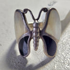 Black and White Butterfly Vintage Native Ring Size 9 Old Pawn JR 624