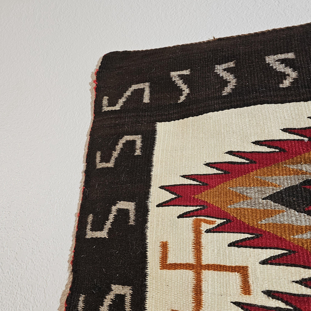 Authentic Vintage Navajo Dazzler Rug Whirling Logs  66" x 58" C1930s W 197