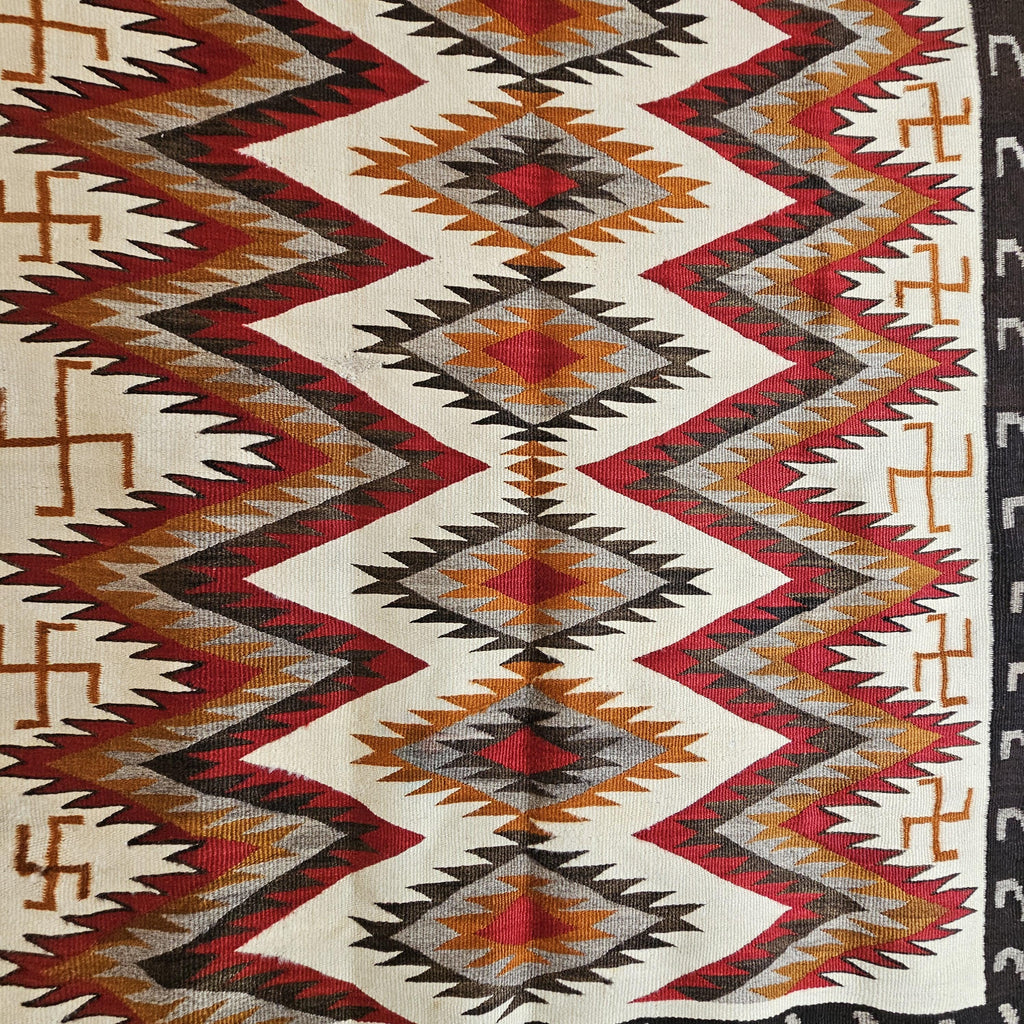 Authentic Vintage Navajo Dazzler Rug Whirling Logs  66" x 58" C1930s W 197