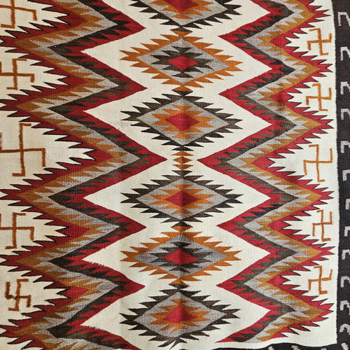 Authentic Vintage Navajo Dazzler Rug Whirling Logs  66" x 58" C1930s W 197