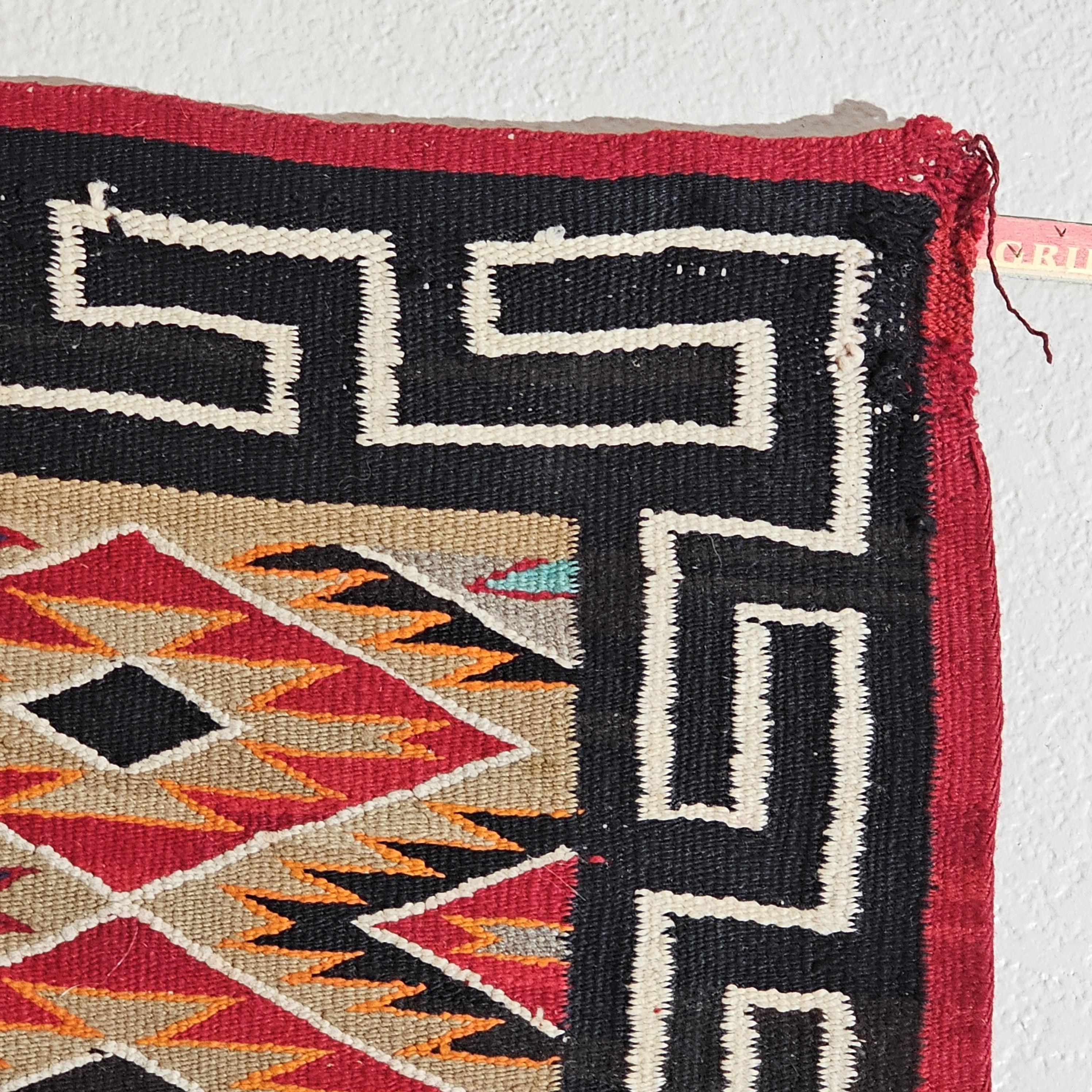 Authentic Vintage Navajo Fancy Dazzler Rug 72" x 38" C1930s W 202