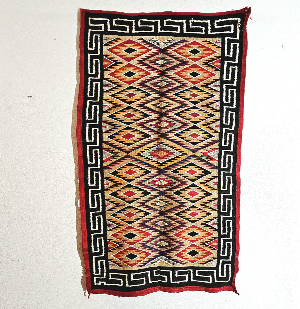 Authentic Vintage Navajo Fancy Dazzler Rug 72" x 38" C1930s W 202