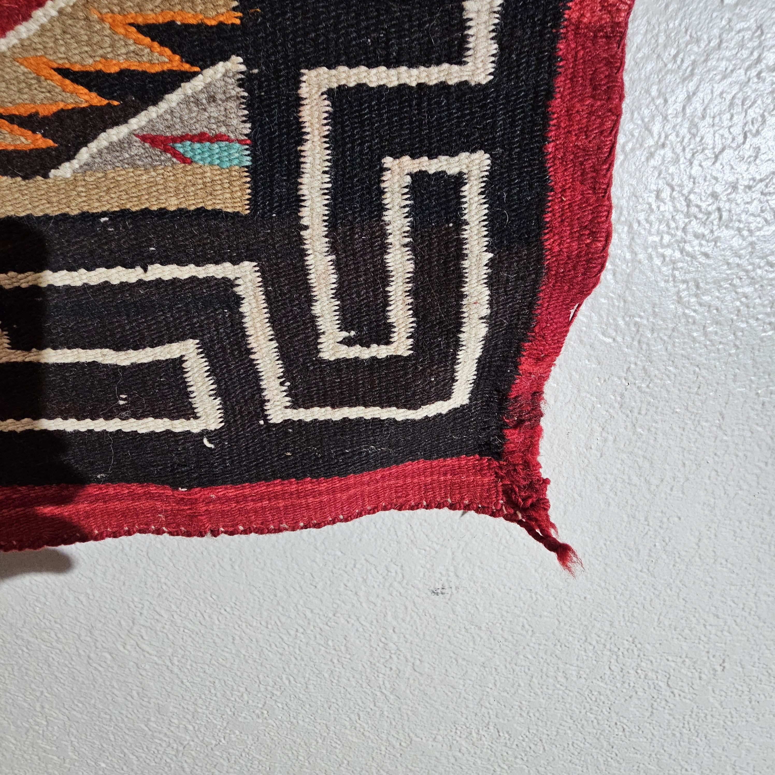 Authentic Vintage Navajo Fancy Dazzler Rug 72" x 38" C1930s W 202