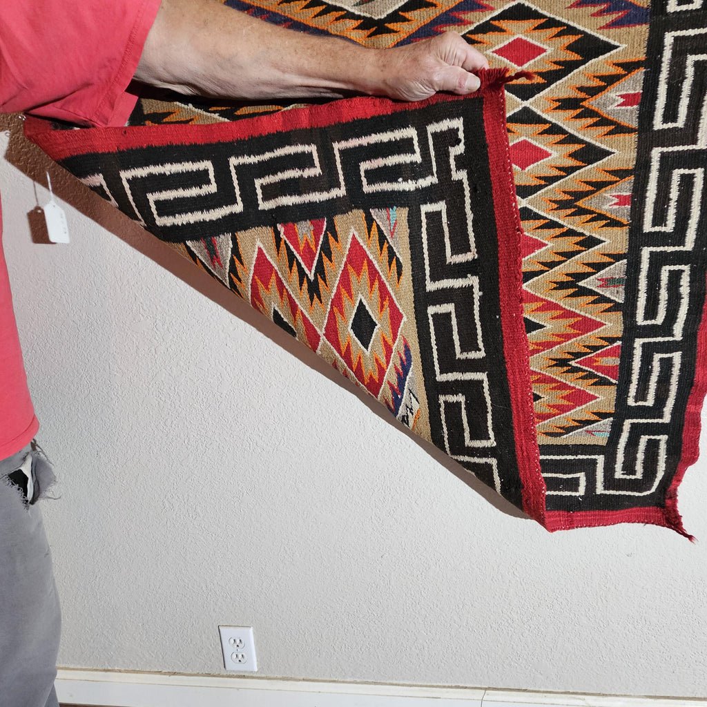 Authentic Vintage Navajo Fancy Dazzler Rug 72" x 38" C1930s W 202