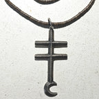 Pueblo Cross Signed Sterling Necklace Heishi Old Pawn C1970s JN 792