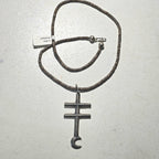 Pueblo Cross Signed Sterling Necklace Heishi Old Pawn C1970s JN 792