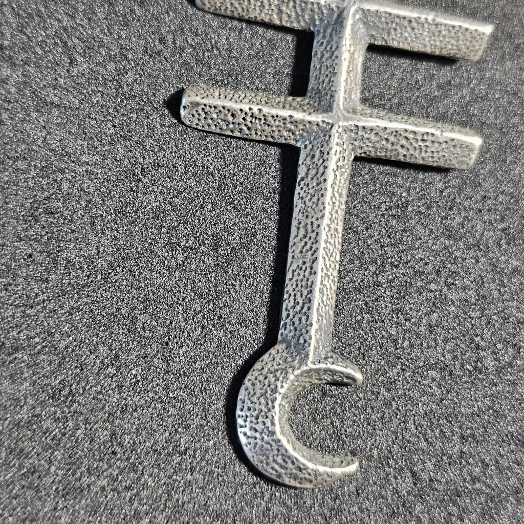 Pueblo Cross Signed Sterling Necklace Heishi Old Pawn C1970s JN 792