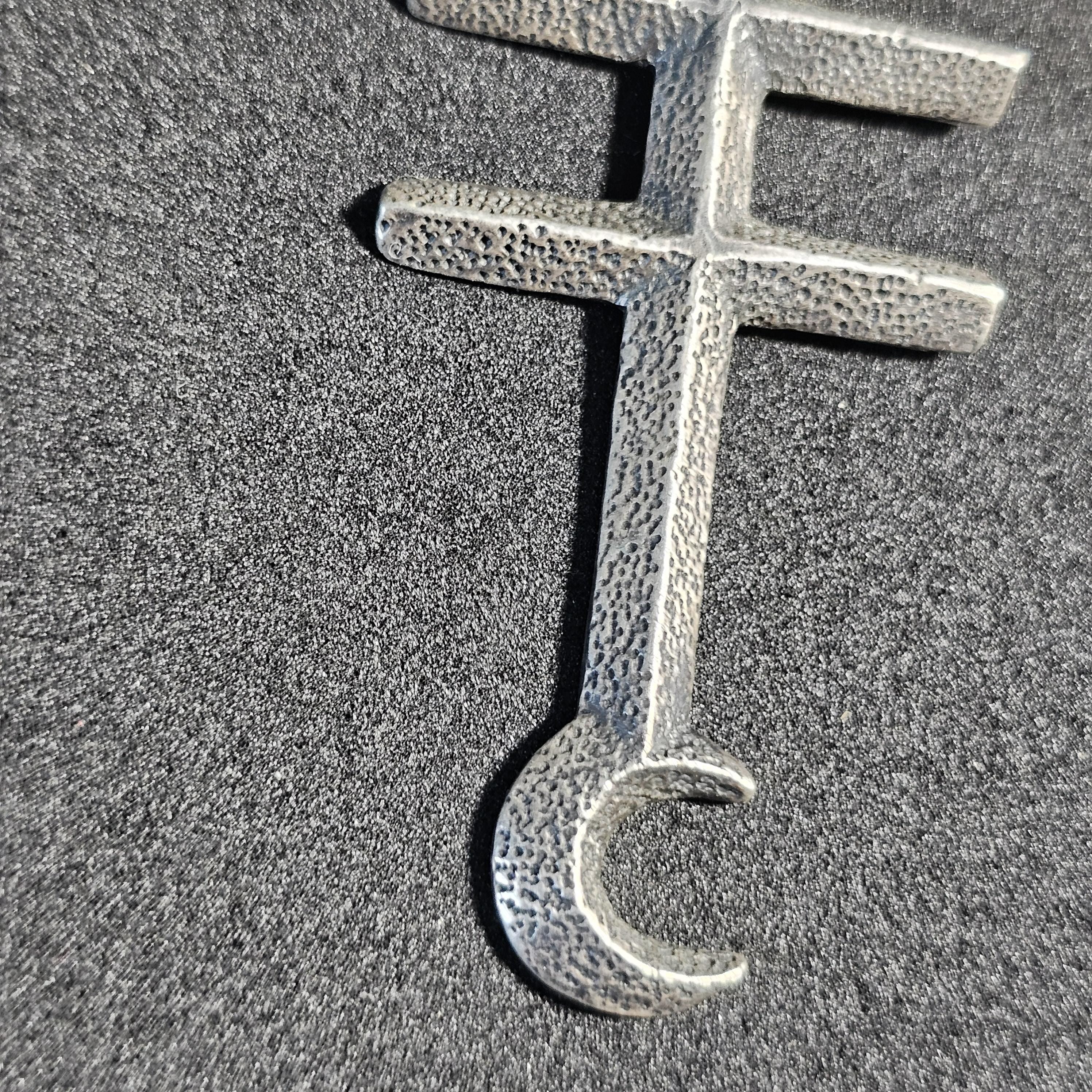 Pueblo Cross Signed Sterling Necklace Heishi Old Pawn C1970s JN 792