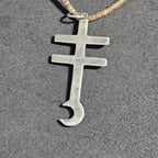 Pueblo Cross Signed Sterling Necklace Heishi Old Pawn C1970s JN 792