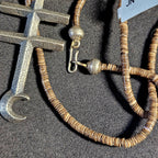 Pueblo Cross Signed Sterling Necklace Heishi Old Pawn C1970s JN 792