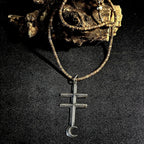 Pueblo Cross Signed Sterling Necklace Heishi Old Pawn C1970s JN 792