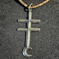 Pueblo Cross Signed Sterling Necklace Heishi Old Pawn C1970s JN 792