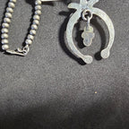 Naja Squash Blossom Turquoise & Coral Native Sterling Necklace  Old Pawn C1970s JN 803