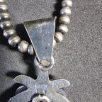 Naja Squash Blossom Turquoise & Coral Native Sterling Necklace  Old Pawn C1970s JN 803