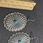 Concho Silver Turquoise Vintage Native  Earrings JE 44