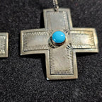 Vintage Silver Turquoise Cross Native Earrings JE 646