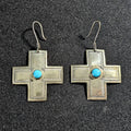 Vintage Silver Turquoise Cross Native Earrings JE 646
