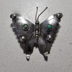 Butterfly Silver Turquoise Pin Vintage # JP 181