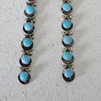 Long Zuni Shadowbox Earrings Blue Turquoise Old Pawn JE 635