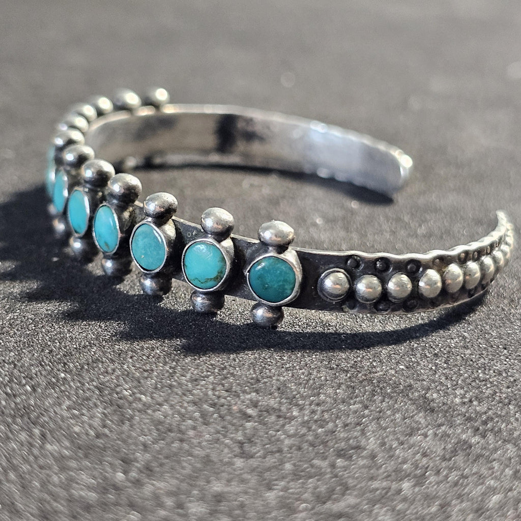 Amazing Zuni Snakeyes Turquoise Sterling Silver Bracelet 6 3/4" JB 274