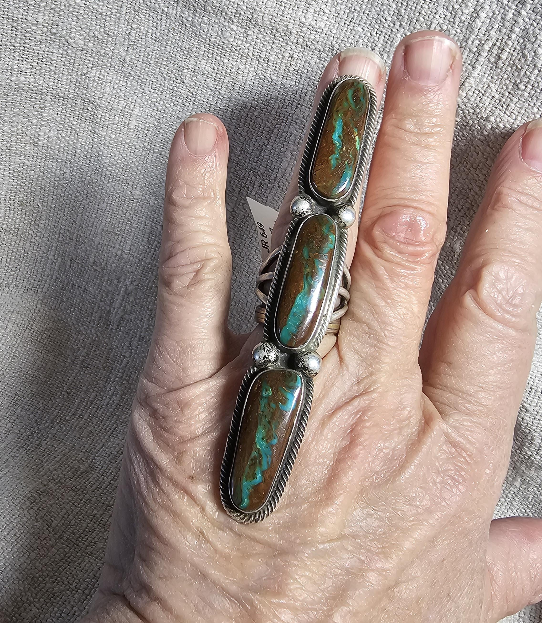 Long Ricky Marinez Royston Turquoise Vintage Ring Size 8 JR 649