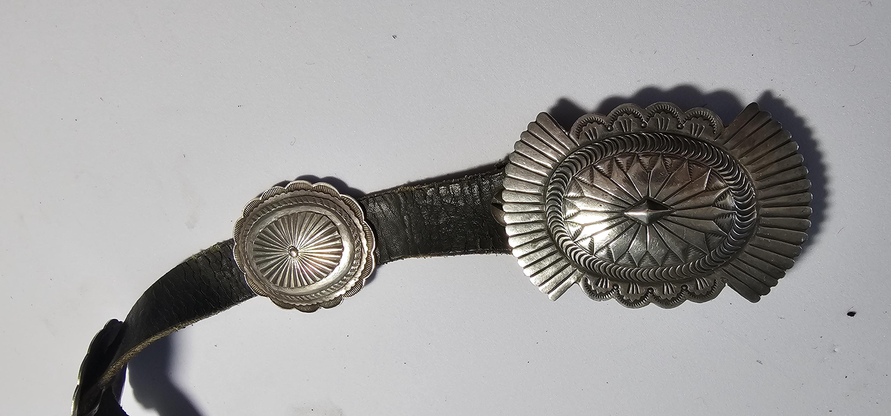 Concho Belt Vintage Sterling Navajo Old Pawn. JBL 158
