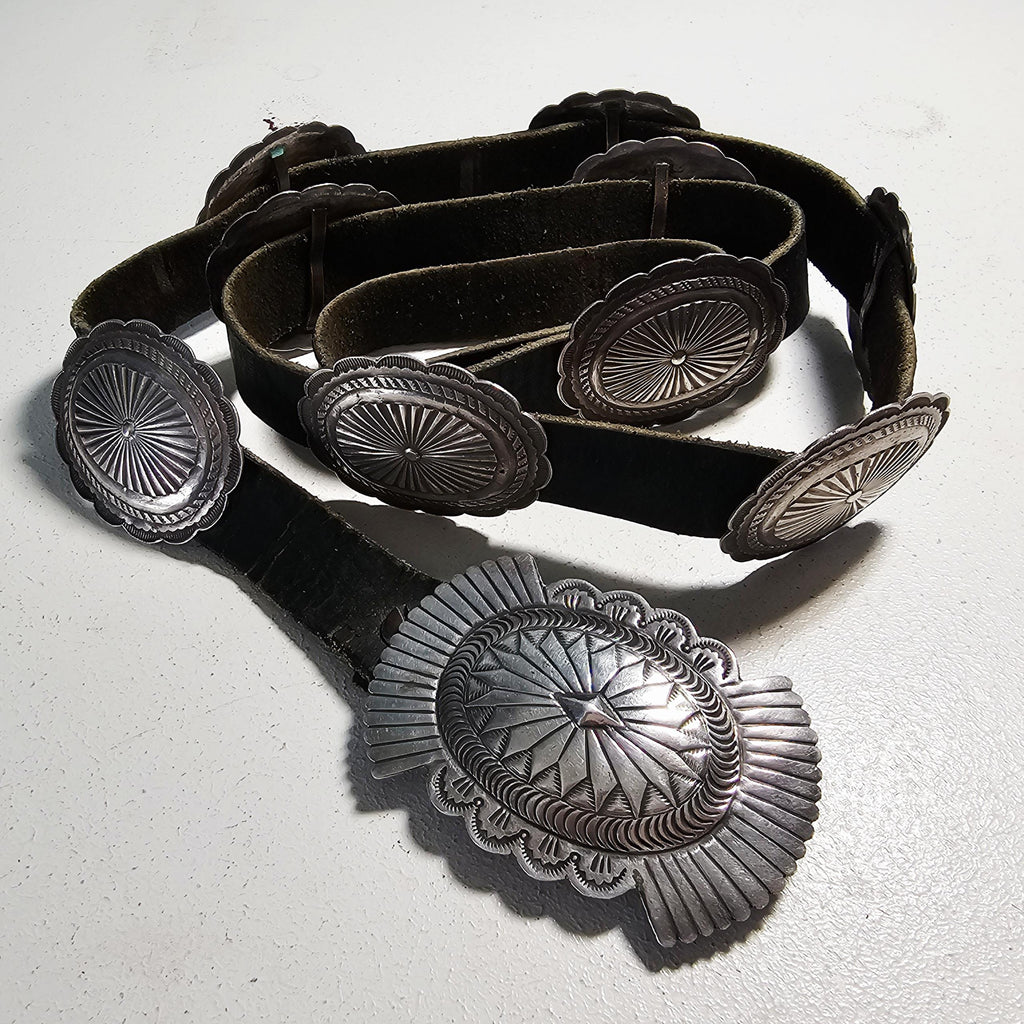 Concho Belt Vintage Sterling Navajo Old Pawn. JBL 158