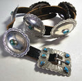 Vintage Concho Belt Sterling & Turquoise Navajo Old Pawn. JBL 157