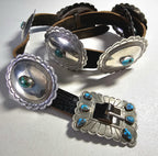 Vintage Concho Belt Sterling & Turquoise Navajo Old Pawn. JBL 157