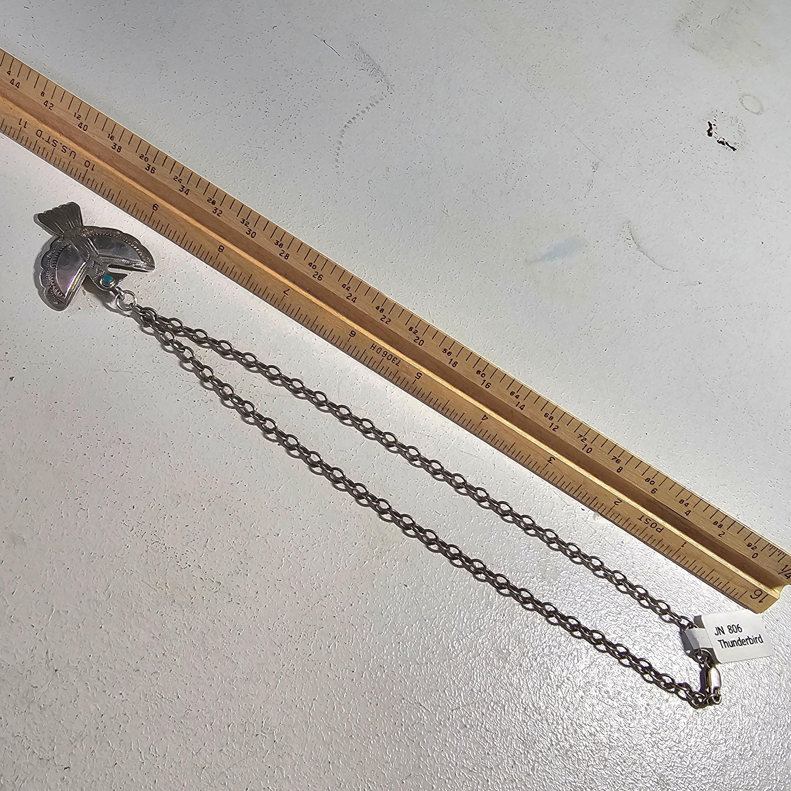 1930s Silver & Turquoise Thunderbird Necklace Vintage Old Pawn JN 806