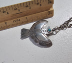 1930s Silver & Turquoise Thunderbird Necklace Vintage Old Pawn JN 806